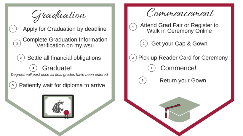 Graphic depicting Graduation and Commencement steps